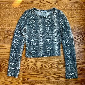 Zara Snakeskin Print Long Sleeve Top